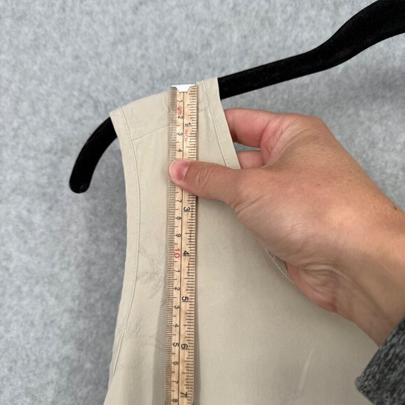 Banana Bay Womens VTG 100% Silk Shift Dress Size L Tan Palm Tree Embroidered - Picture 8 of 10